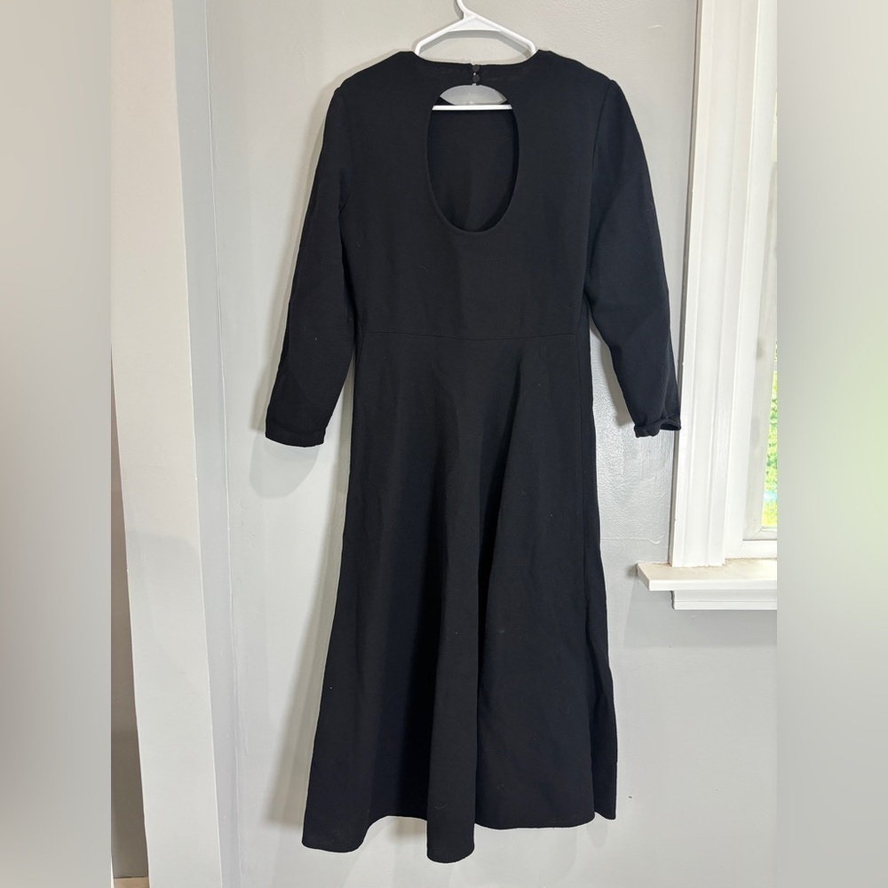 Lafayette 148 New York Black Wool Nouveau Midi Dress Size 10 Cocktail Career - Picture 9 of 15